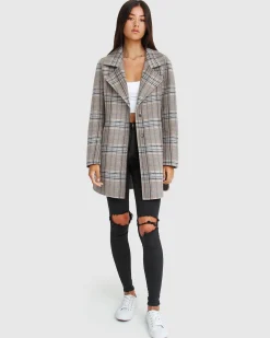 New Belle & Bloom NEW FIT Ex-Boyfriend Wool Blend Oversized Jacket - Oat Plaid BoyfriendWoolBlendOversizedJacket-OatPlaid
