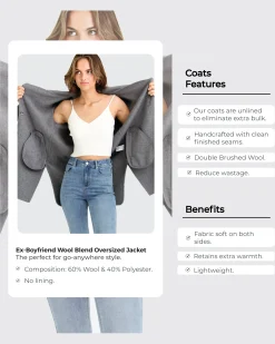 Discount Belle & Bloom NEW FIT Ex-Boyfriend Wool Blend Oversized Jacket - Sand BoyfriendWoolBlendOversizedJacket-Sand