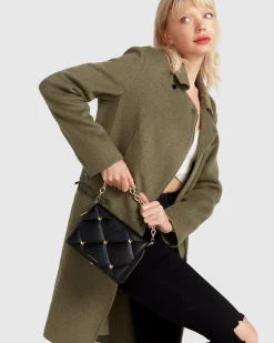 New Belle & Bloom NEW FIT Last Chance Wool Blend Moto Coat - Army Green ArmyGreen