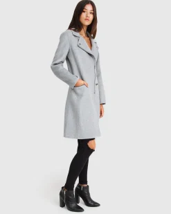 Online Belle & Bloom NEW FIT Last Chance Wool Blend Moto Coat - Grey Marle GreyMarle