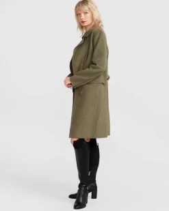 New Belle & Bloom NEW FIT Last Chance Wool Blend Moto Coat - Army Green ArmyGreen