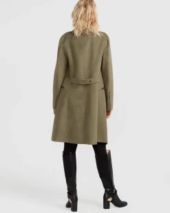 New Belle & Bloom NEW FIT Last Chance Wool Blend Moto Coat - Army Green ArmyGreen