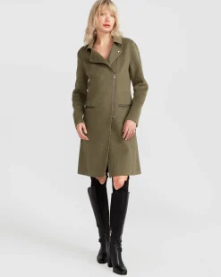 New Belle & Bloom NEW FIT Last Chance Wool Blend Moto Coat - Army Green ArmyGreen