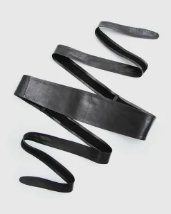 Discount Belle & Bloom Odyssey Soft Wrap Leather Belt - Black