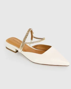 Discount Belle & Bloom On The Go Leather Flat - Cream