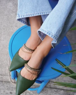 New Belle & Bloom On The Go Leather Flat - Khaki