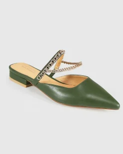 New Belle & Bloom On The Go Leather Flat - Khaki