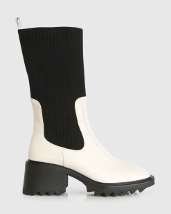 Sale Belle & Bloom Perfect Illusion Knit Boot - Cream/Black