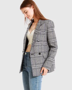 Outlet Belle & Bloom Piccadilly Wool Blend Plaid Blazer - Grey