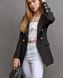 New Belle & Bloom Princess Polina Textured Weave Blazer - Black
