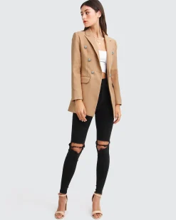 New Belle & Bloom Princess Polina Textured Weave Blazer - Camel
