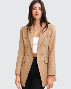 New Belle & Bloom Princess Polina Textured Weave Blazer - Camel