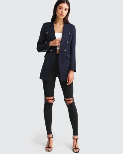 Clearance Belle & Bloom Princess Polina Textured Weave Blazer - Navy