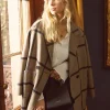 Fashion Belle & Bloom Publisher Double-Breasted Wool Blend Coat - Oat Plaid BreastedWoolBlendCoat-OatPlaid