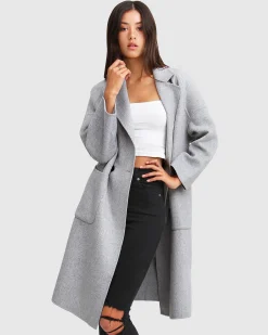 Sale Belle & Bloom Publisher Double-Breasted Wool Blend Coat - Grey Marle BreastedWoolBlendCoat-GreyMarle