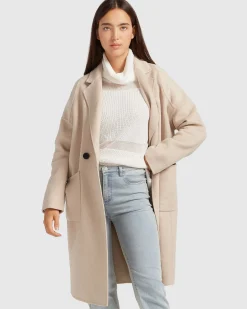 Outlet Belle & Bloom Publisher Double-Breasted Wool Blend Coat - Sand BreastedWoolBlendCoat-Sand