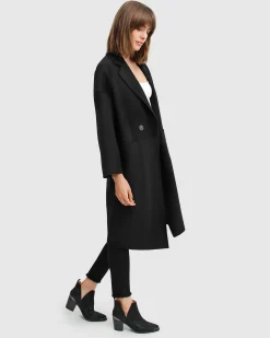 New Belle & Bloom Publisher Double-Breasted Wool Blend Coat - Black BreastedWoolBlendCoat-Black
