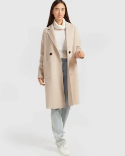 Outlet Belle & Bloom Publisher Double-Breasted Wool Blend Coat - Sand BreastedWoolBlendCoat-Sand