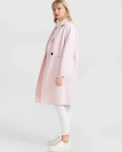 Outlet Belle & Bloom Publisher Double-Breasted Wool Blend Coat - Pale Pink BreastedWoolBlendCoat-PalePink