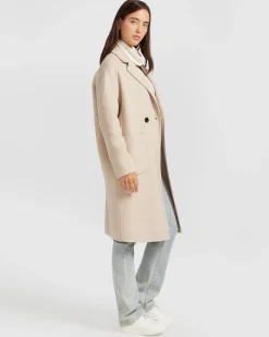 Outlet Belle & Bloom Publisher Double-Breasted Wool Blend Coat - Sand BreastedWoolBlendCoat-Sand