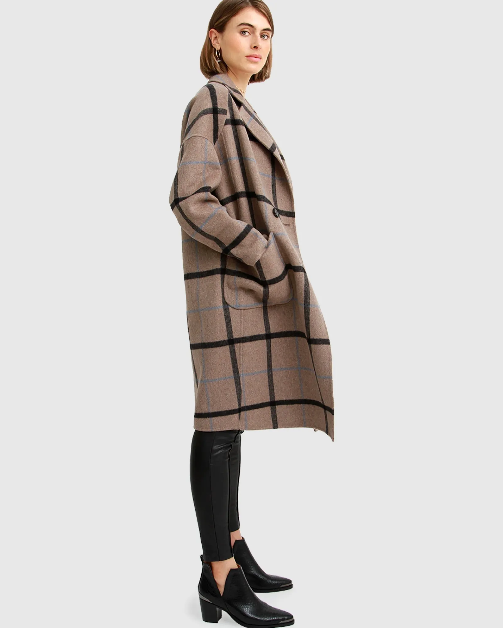 Fashion Belle & Bloom Publisher Double-Breasted Wool Blend Coat - Oat Plaid BreastedWoolBlendCoat-OatPlaid