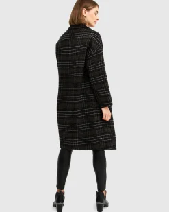 Clearance Belle & Bloom Publisher Double-Breasted Wool Blend Coat - Black Plaid BreastedWoolBlendCoat-BlackPlaid