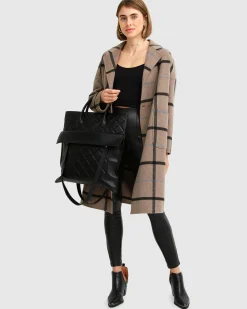 Fashion Belle & Bloom Publisher Double-Breasted Wool Blend Coat - Oat Plaid BreastedWoolBlendCoat-OatPlaid