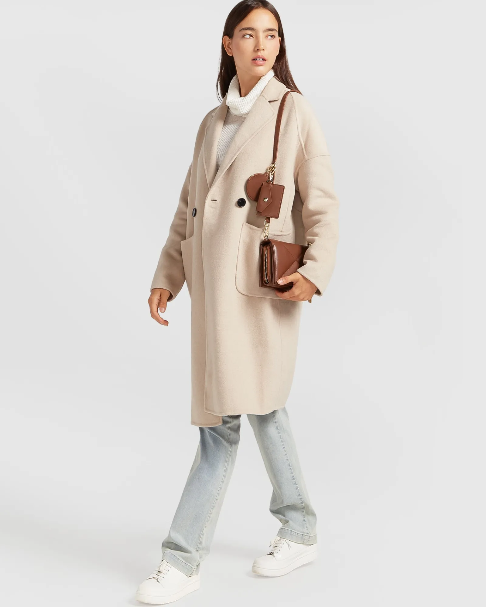 Outlet Belle & Bloom Publisher Double-Breasted Wool Blend Coat - Sand BreastedWoolBlendCoat-Sand