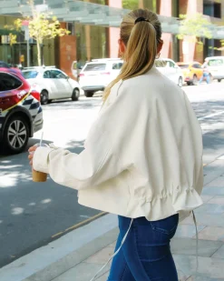 Discount Belle & Bloom Reload Draped Leather Look Jacket - Cream