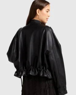 Hot Belle & Bloom Reload Draped Leather Look Jacket - Black