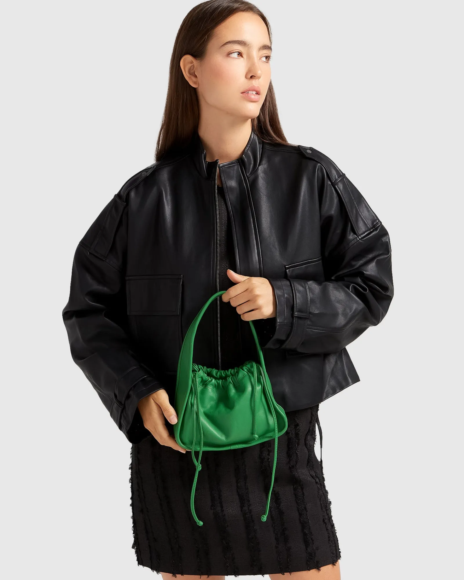 Hot Belle & Bloom Reload Draped Leather Look Jacket - Black