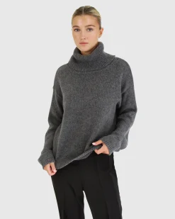 Best Belle & Bloom Right Here Waiting Open Back Knit - Charcoal
