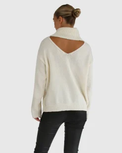 Hot Belle & Bloom Right Here Waiting Open Back Knit - Cream