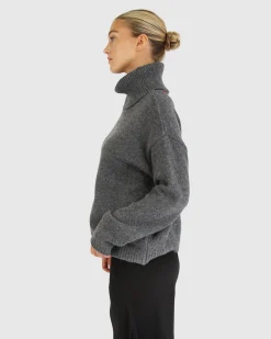 Best Belle & Bloom Right Here Waiting Open Back Knit - Charcoal