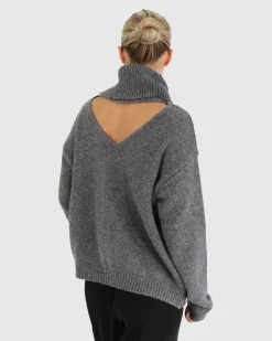 Best Belle & Bloom Right Here Waiting Open Back Knit - Charcoal