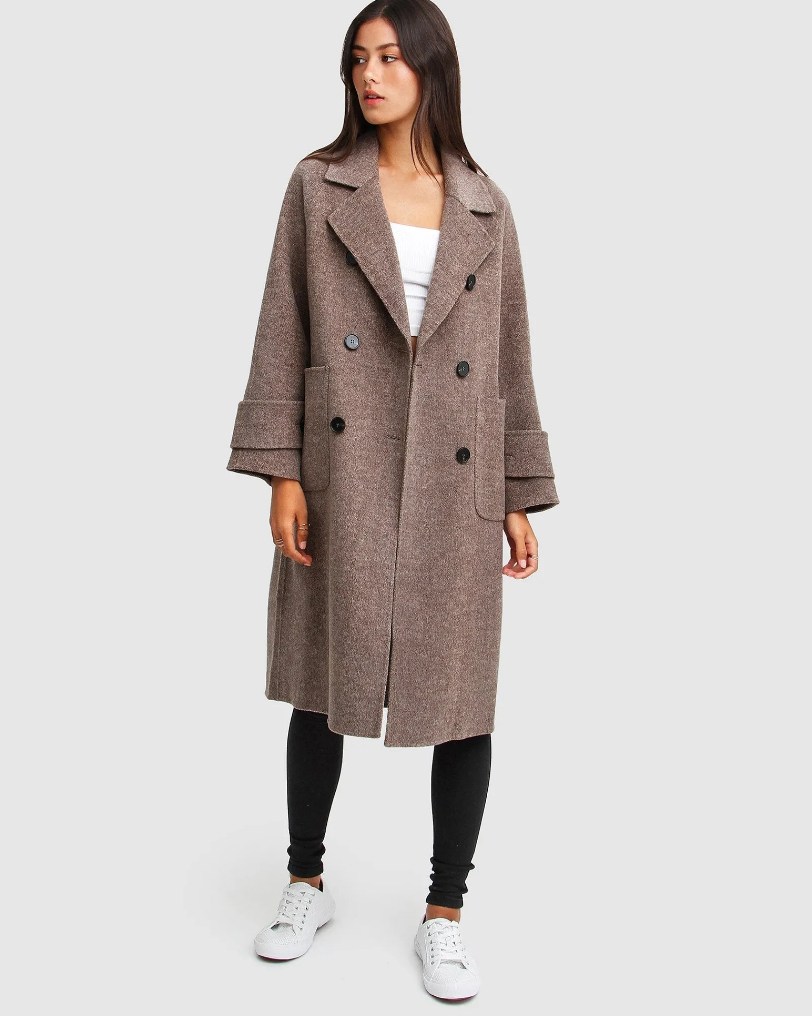 Fashion Belle & Bloom Rumour Has It Oversized Wool Blend Coat - Walnut