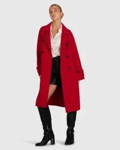 Outlet Belle & Bloom Rumour Has It Oversized Wool Blend Coat - Red