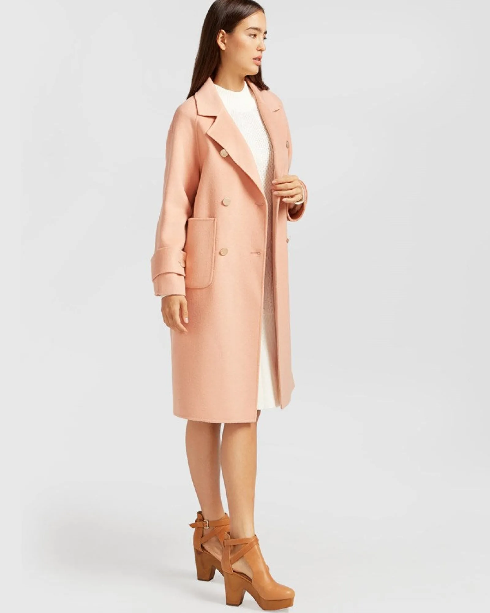Discount Belle & Bloom Rumour Has It Oversized Wool Blend Coat - Peach Fizz PeachFizz