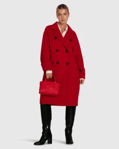 Outlet Belle & Bloom Rumour Has It Oversized Wool Blend Coat - Red