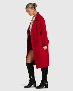 Outlet Belle & Bloom Rumour Has It Oversized Wool Blend Coat - Red