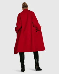 Outlet Belle & Bloom Rumour Has It Oversized Wool Blend Coat - Red