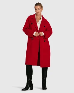Outlet Belle & Bloom Rumour Has It Oversized Wool Blend Coat - Red