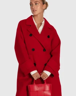 Outlet Belle & Bloom Rumour Has It Oversized Wool Blend Coat - Red