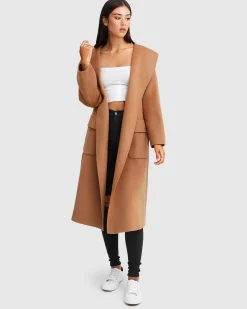 Best Belle & Bloom Runaway Wool Blend Robe Coat - Dark Camel DarkCamel