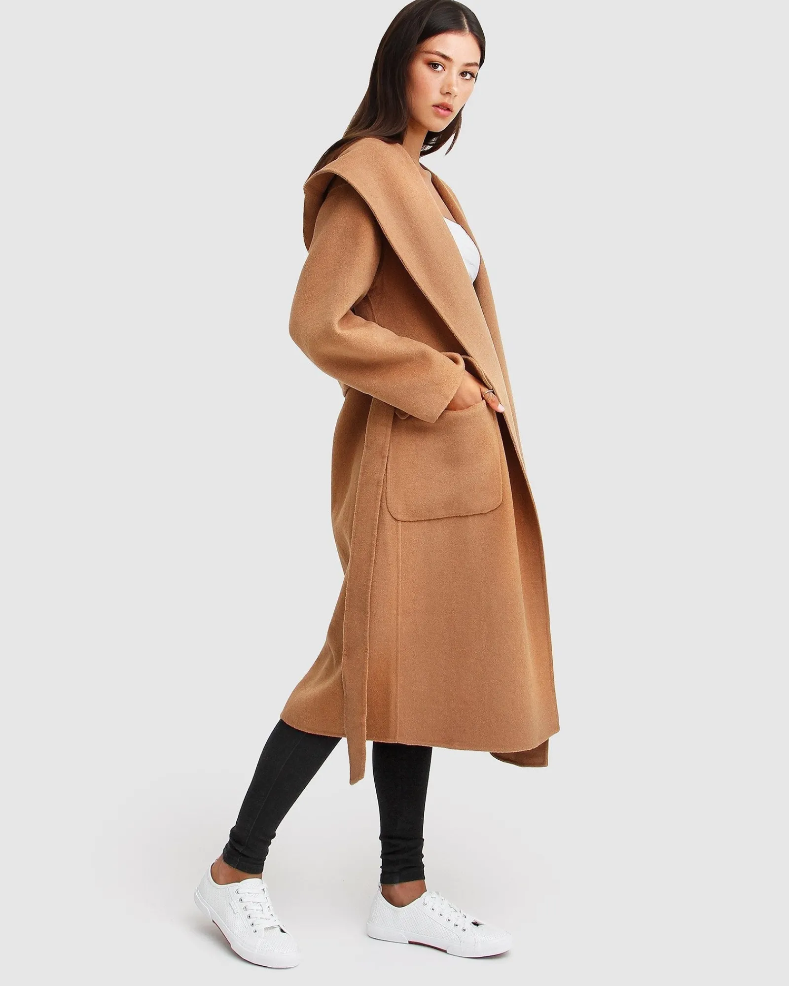 Best Belle & Bloom Runaway Wool Blend Robe Coat - Dark Camel DarkCamel