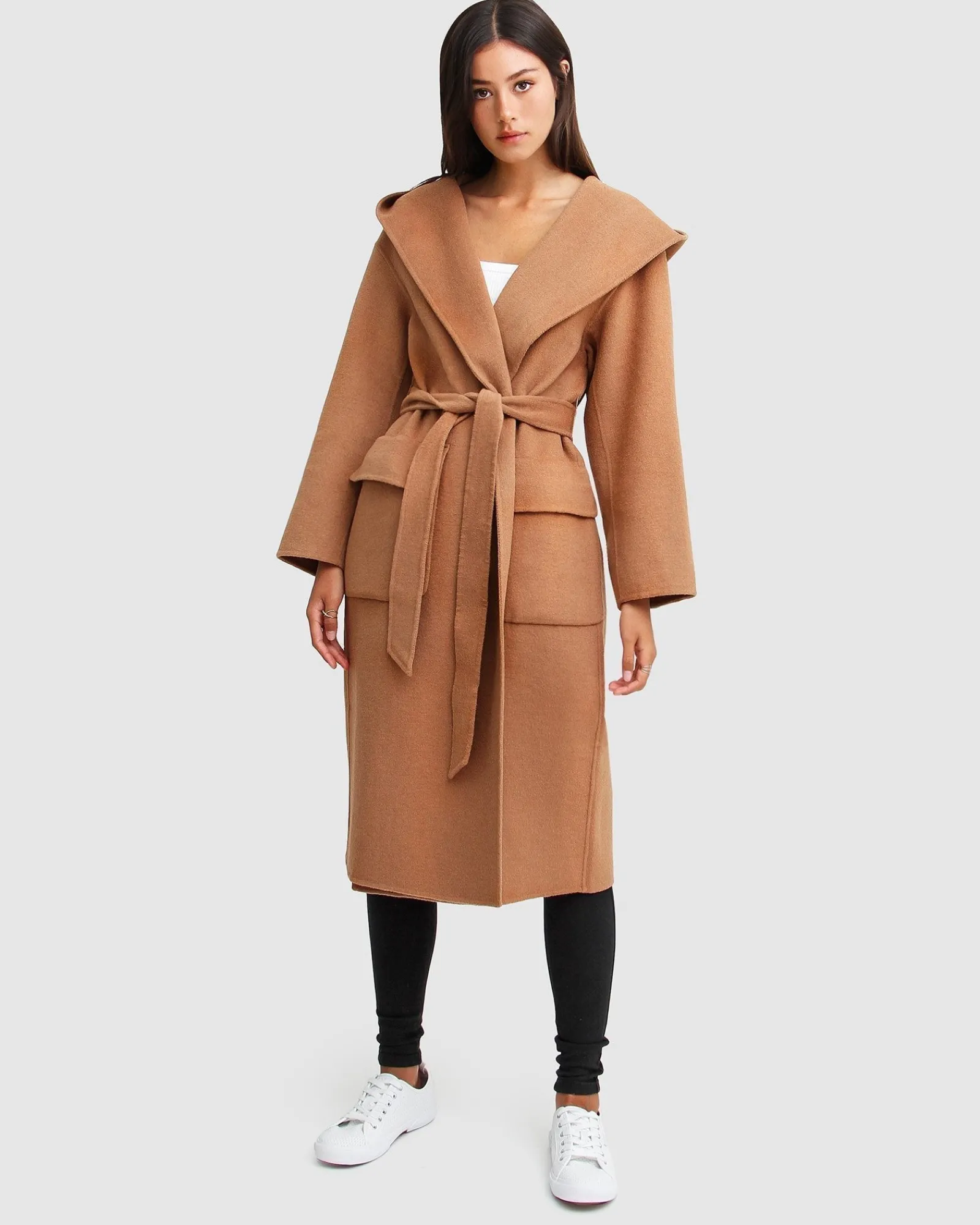 Best Belle & Bloom Runaway Wool Blend Robe Coat - Dark Camel DarkCamel