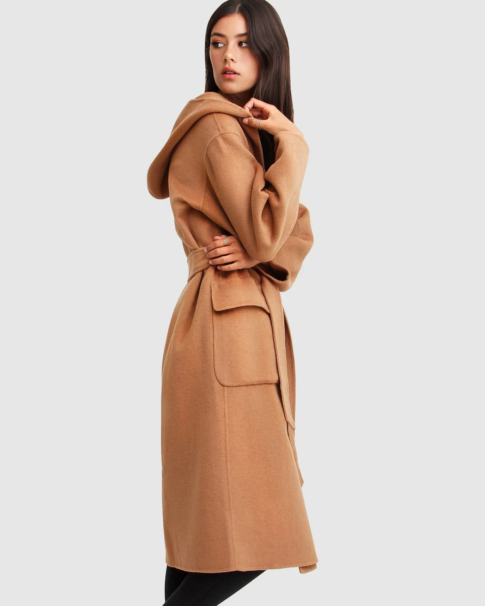 Best Belle & Bloom Runaway Wool Blend Robe Coat - Dark Camel DarkCamel