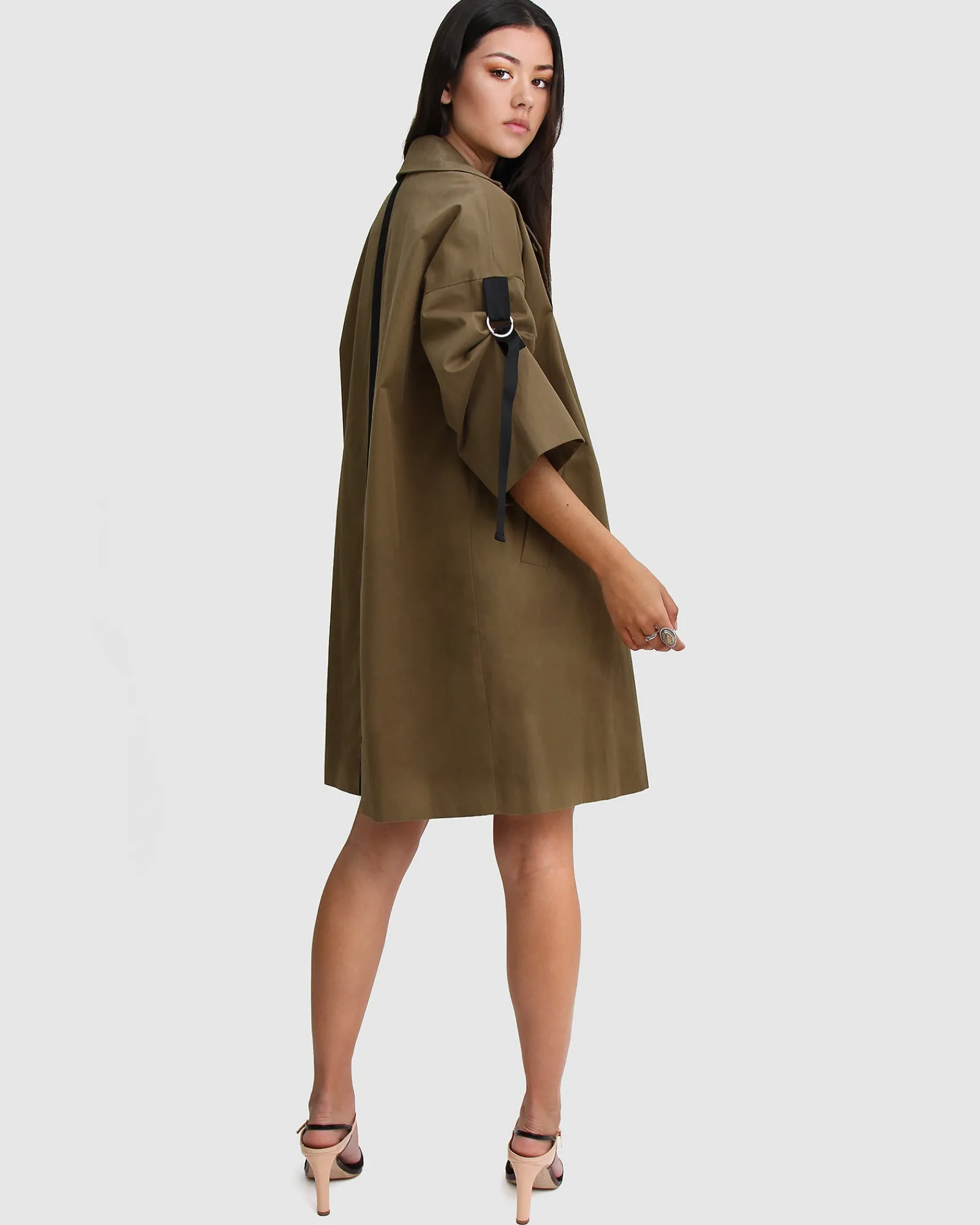 Fashion Belle & Bloom Russian Romance Oversized Trench Coat - Military