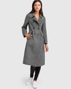 New Belle & Bloom Save My Love Wool Coat - Black & White Check Black&WhiteCheck