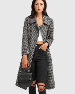 New Belle & Bloom Save My Love Wool Coat - Black & White Check Black&WhiteCheck